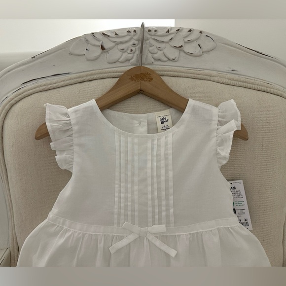 🦢 24 Mth Baby Girl Fancy Cotton Eyelet Dress With Bow & Matching Panty N… - Picture 5 of 9